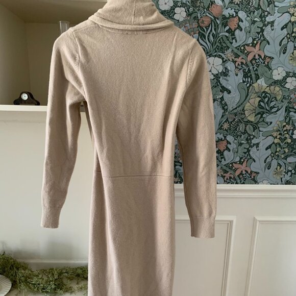 Ann Taylor Shawl Neck Sweater Dress Tan M - Picture 4 of 6